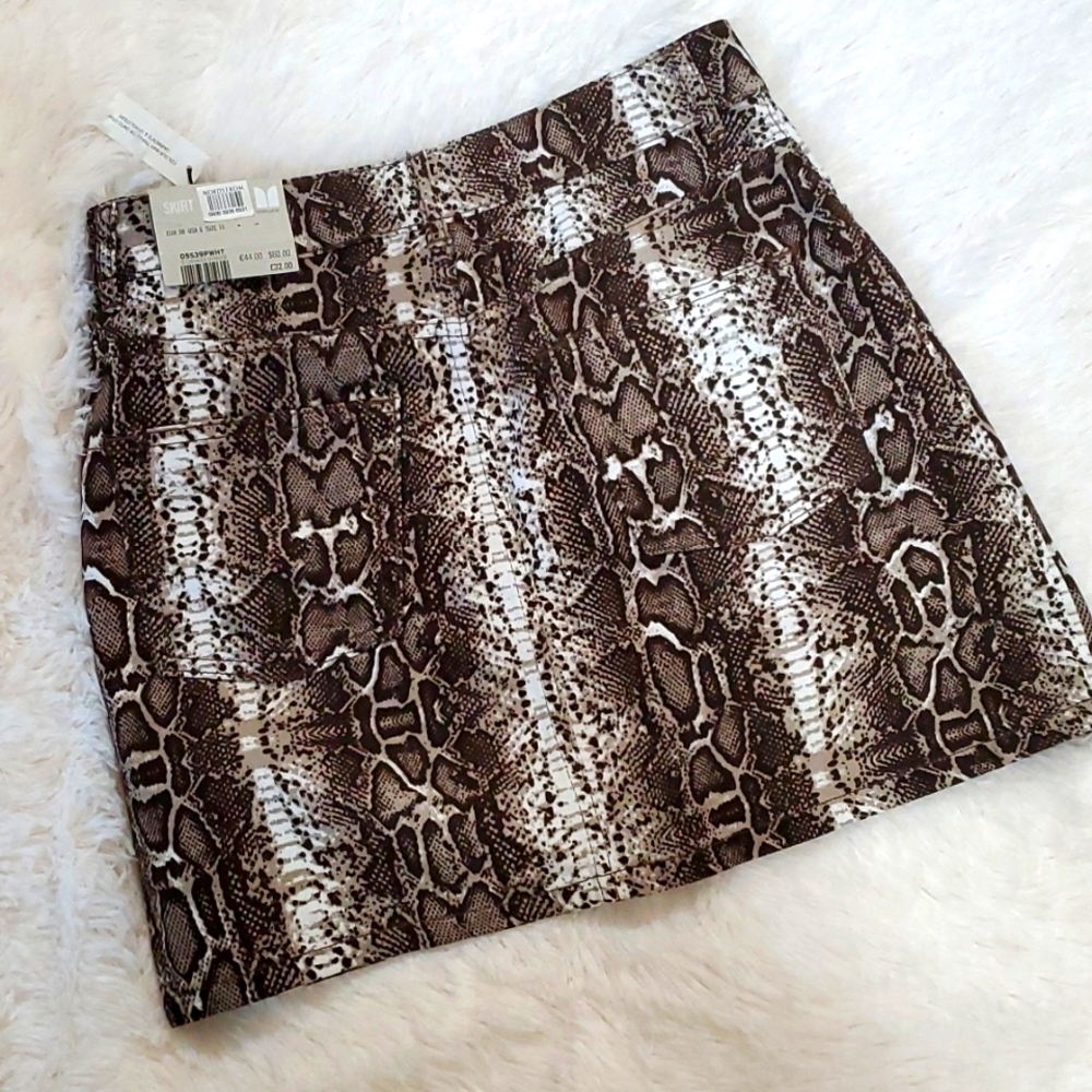 Topshop Moto Snakeskin Denim Mini Skirt Size 6 NWT - Picture 2 of 7